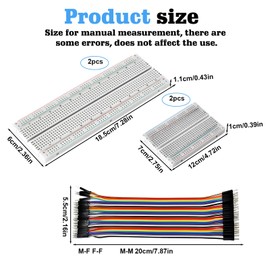 HOMURY Breadboard Kit Solderless Breadboard: 2 PCS 830 Points Breadboard + 2 PCS 400 Points Breadboard + 120-Pin 20 cm Female to Female Male to Female Male Breadboard Jumper Cable