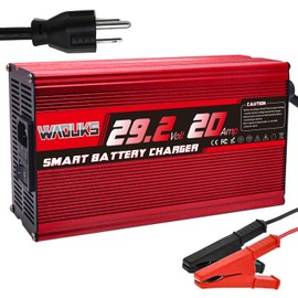 WAOUKS 29.2V 20A LiFePO4 Battery Charger Used for 8S 24V 25.6V LiFePO4 Battery Pack with Alligator Clip Smart Charger
