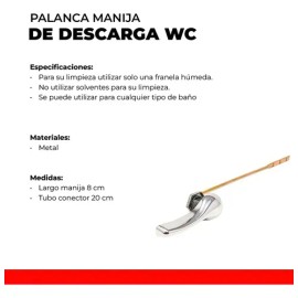 Palanca Manija De Descarga Tanque Wc Metálica Convencional                                                                                            