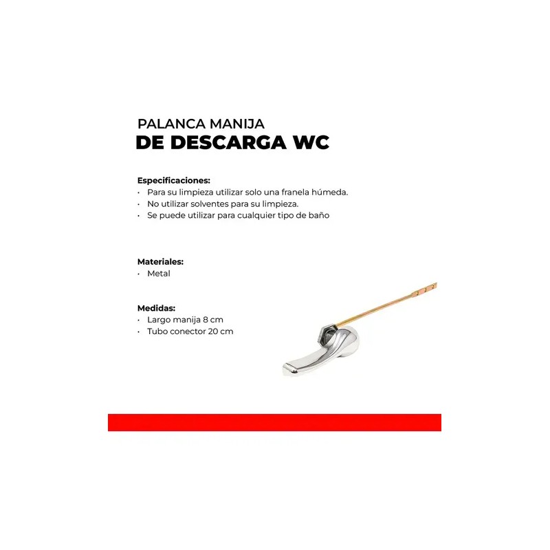 Palanca Manija De Descarga Tanque Wc Metálica Convencional