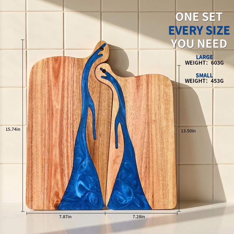 Couple Resin Acacia Wood Charcuterie Cutting Board - 2 Piece