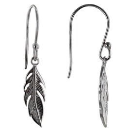 LES POULETTES BIJOUX - Silver Rhodium Earrings Small Feather, Sterling Silver