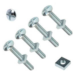 TERF® M8 X 140mm Roofing Bolt with Square Nut M8 (8mm) X 140mm Cross Slotted Mushroom Head with Square Nut - Pack of 4