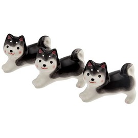 Yakushi Kiln Wanko Hiyori Kuroshiba Chopsticks Rest (Nobi), Pack of 3