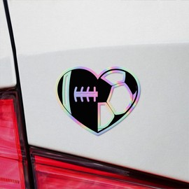 Holographic Decal Stickers Of Sport Half Hearts Football Soccer Premium Waterproof Vinyl Decal Stickers For Laptop Phone Accessory Helmet Car Window Mug Tuber Cup Door Wall Deco ANDVER30g5040HO110422