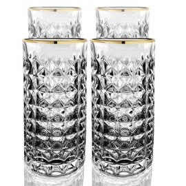 Amehla Co. Gold Rimmed Highball Collins Cocktail Glass Set | Drinking Glasses for Cocktails, Water, Juice, & Iced Tea or Coffee