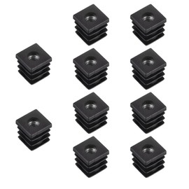 10 Pcs Square Tube Plastic Inserts M8 Thread Furniture Leg Inserts Nut Plugs Leveling Feet Chair End Caps 16x16mm