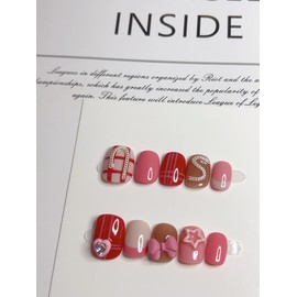 BIBII Nails Handmade Nail Tip Seals, Short, 10 Pieces Included, Cute, Almond, 3D Claws, Butterfly, Spring/Summer, Korea, Popular, Japanese Style Nail Tip, Short Finger Suit Magnet, Mass Production