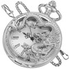 Alwesam Silver Dragon Design Quartz Pocket Watch Roman Numerals with