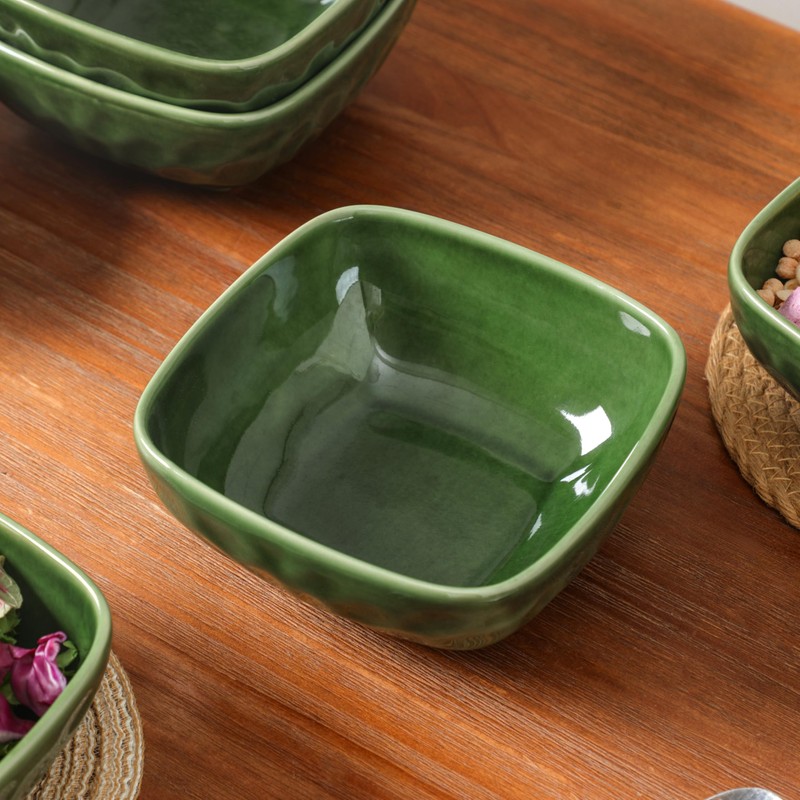 vicrays Ceramic Square Bowls Set - 24 Ounce Soup Dessert