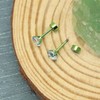 ZDE Titanium Women Flatback Earrings Green Plated Cubic Zirconia Stud