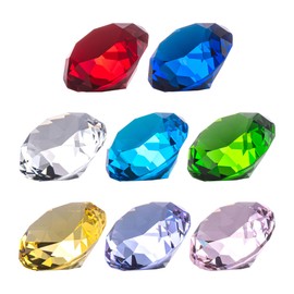 QIANCHANG 8pcs 40mm Crystal Diamond Paperweight, Multi Color Glass Faceted Gems Jewels for Home Party Decoration