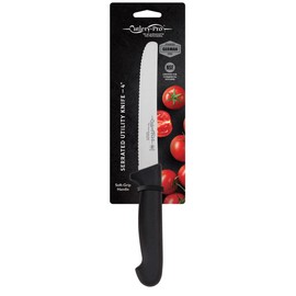 Cutlery-Pro Serrated Utility Knife, NSF, German Steel Alloy X50CrMov15, 4-Inch Blade
