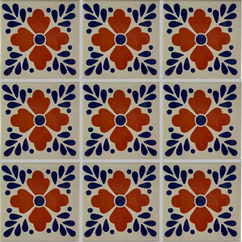 4.2x4.2 9 pcs Terra Tlaquepaque Talavera Mexican Tile
