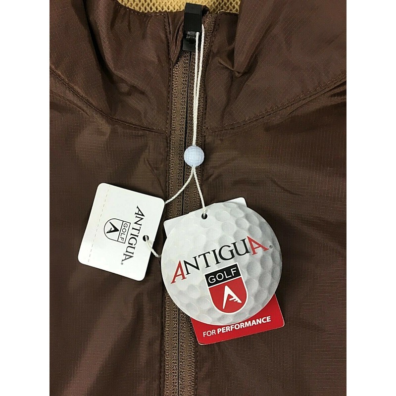 Antigua Golf Men's Performance Antigua Golf Windbreaker Jacket - Brown