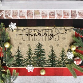 Artoid Mode Pine Trees Snowflakes Merry Christmas Welcome Decorative Doormat, Seasonal Winter Xmas Low-Profile Rug Switch Mat for Outdoor 17x29 Inch