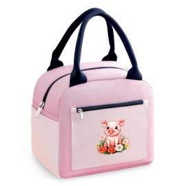 BJDAMAI Pig Bento Bag, Thermal Insulated Cooler Lunch Bento Tote Bag, Gifts For Teens Girls Kids Women, Work Travel Office Camping Picnic Beach Lunch Essentials!