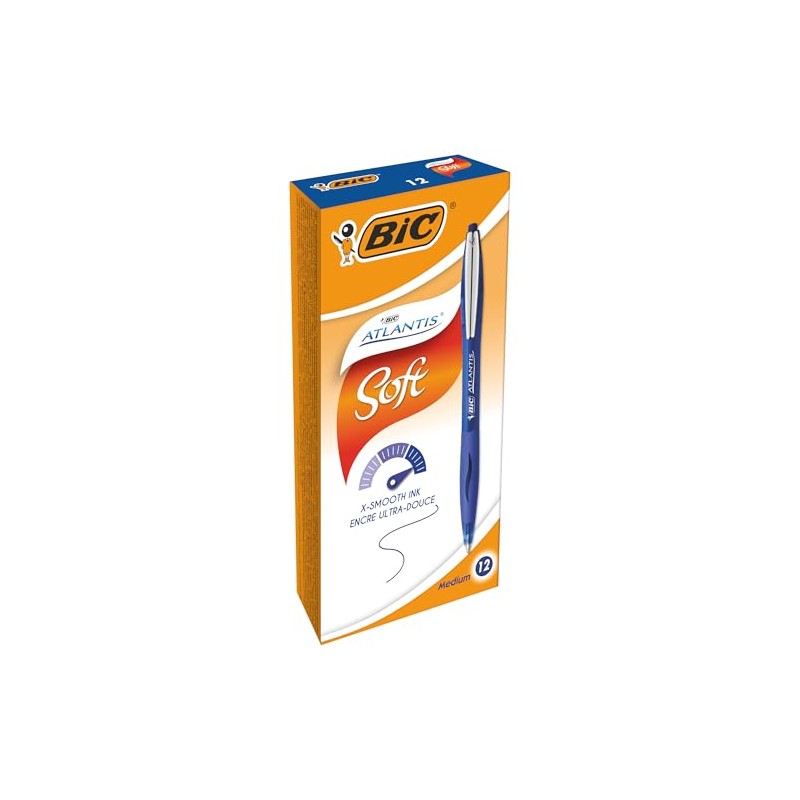 BIC Atlantis Soft Ballpoint Pen in Blue, Line Width 0.32