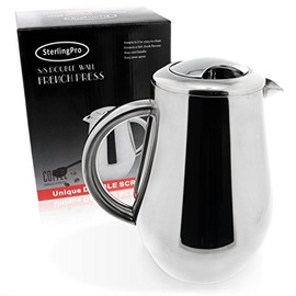 SterlingPro Classic European Stlye Doublewall Stainless Steel Mirror Finish French Coffee Press, 35-ounce
