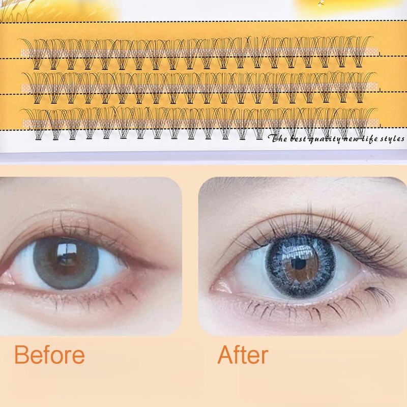 DIY Eyelash Extensions,60pcs Cluster Lashes - D Curl 0.07, 13mm