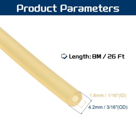 PATIKIL 26 Ft(8M) Rubber Tubing, 1/16"(1.8mm) ID x 3/16"(4.2mm) OD Sling Shot Rubber Bands Rubber Tubing Tube for Exercise, Stretching, Home Hose Tube, Primary Color