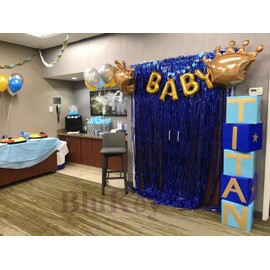 2 Packs Foil Fringe-Backdrop-Blue-3FTX8FT Metallic Door Window Curtain Tinsel Party/Birthday/Wedding/Prom Decoration (Blue)