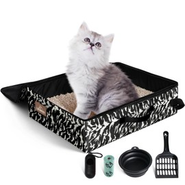 LIOOPET Travel Cat Litter Box Portable Foldable 18x14x5.5in Camo for Hotels & Road Trips