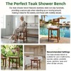Shower Stool with Shelf and Handrails, Solid Water-Resistant Teak Shower