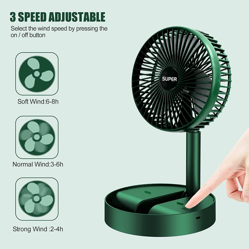 Portable Desk Fan,Foldable Rechargeable USB Desktop Fan,3 Speeds Wind Adjustable