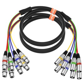 EBXYA 3 Ft XLR Snake Cables 4 Colored, 4-Channel XLR Microphone Cables, Recording Snake for Live, Recording, Studios, 2 Pack