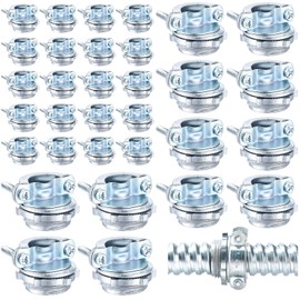 Hicarer 24 Pcs Clamp Type Cable Connectors 1" 3/4" 3/8" Electrical Box Connectors Wire Clamp for Metallic Conduit Protect Cables Silver, Zinc Alloy