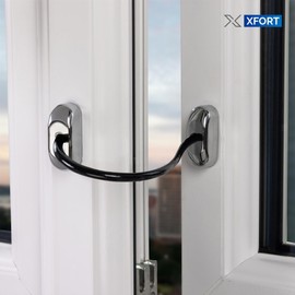 XFORT 4 Pack Viper Fixed Cable Window Restrictor in Polished Chrome, Durable Window Safety Lock for Child Safety and Window Security