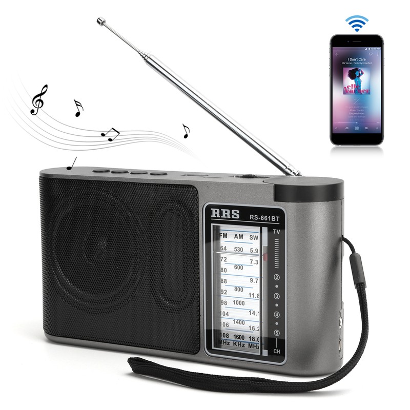 Bluetooth 4.0 Radio Receiver Portable MultiBand Manual Setting with Telescopic
