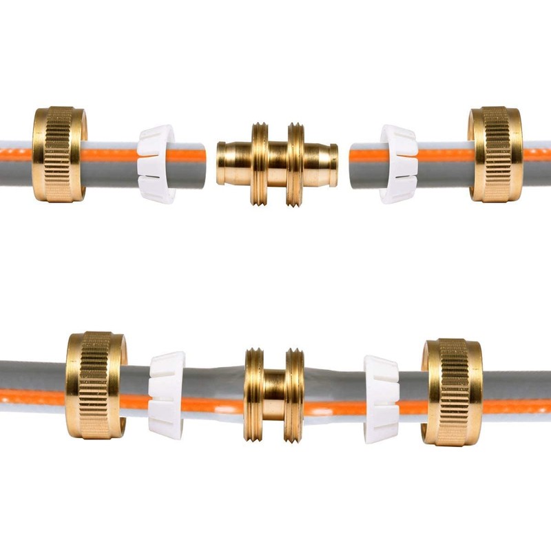 Hydrogarden 2 pc Brass Hose Repair Connector-Repair Connector, Quick Fix