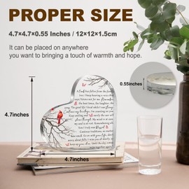 YAANUNULU Bereavement Acrylic Heart Sign Gifts, Sympathy Gift for Loss of Loved One Remembrance Decor, Angel Red Cardinal Acrylic Memorial Gift, Table Decor (A Limb)