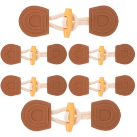 MAGICLULU 6 Pairs of Vintage Closure Button Leather Sew-On Toggles Leather Horn Coat Buttons for Clothing (Brown)