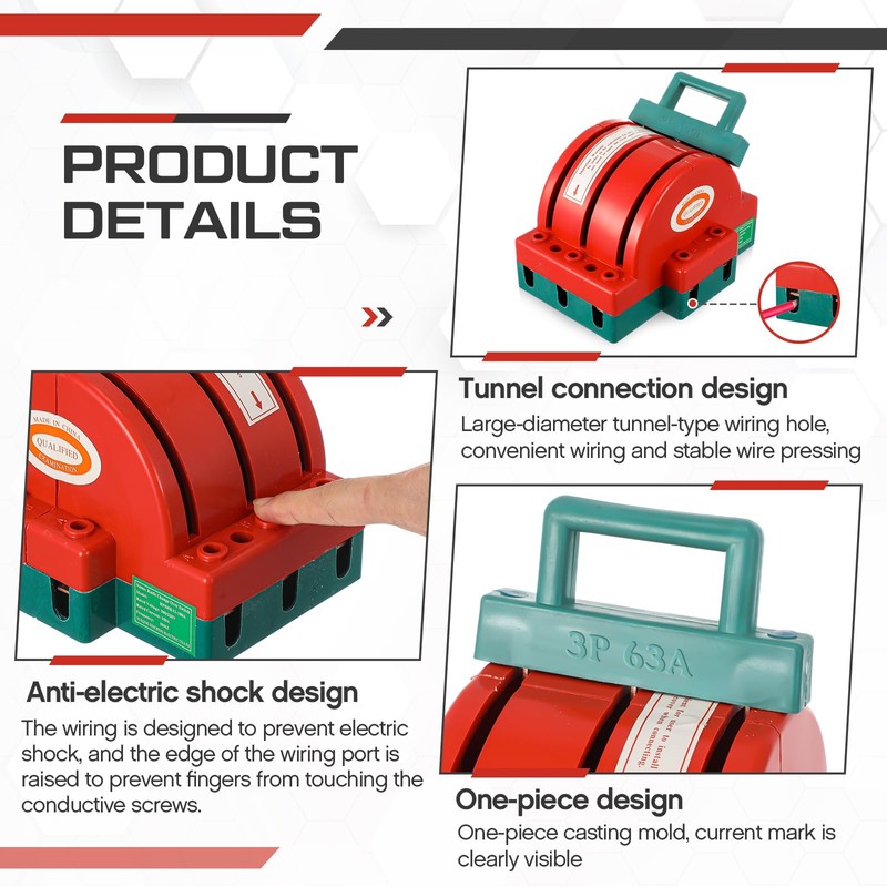 Relaxweex 380V 3 Pole Disconnect Knife Switch Double Throw Disconnect
