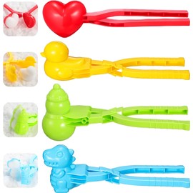 Pack of 4 Snowball Maker, Cartoon Snowball Maker, Snowball Shaper, Snowball Tongs, Snow Toy for Children, for Snowball Fights, Winter Outdoor Activities, Beach Games (Multicoloured)