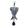 Sterling Silver Volcanic Lava Rock Angel Wings Pendant Essential Oil