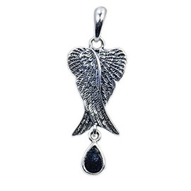 Sterling Silver Volcanic Lava Rock Angel Wings Pendant Essential Oil Diffuser
