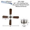 RecPro RV Ceiling Fan | 12V | 36" Brushed Nickel