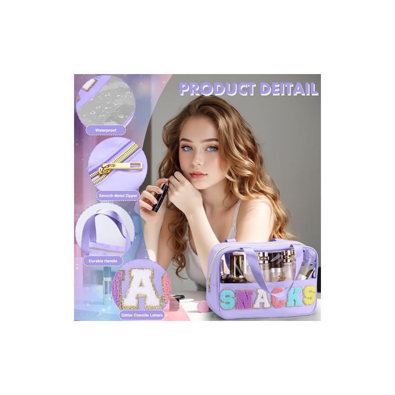 TESAFNG - Bolsa transparente de chenilla, con asas de PVC