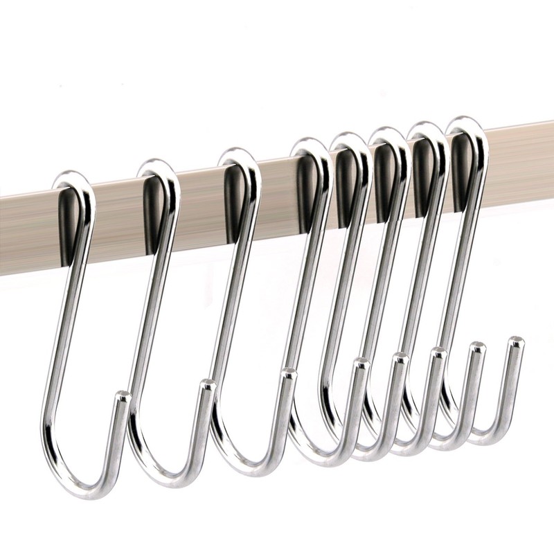 RuiLing Chrome Finish Steel S hook Cookware Universal Pot Rack