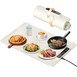 Electric Warming Tray, Fast Full Surface Heating Food Warming Mat, Portable Silicone Warmer with 5 Adjustable Temperature & Auto Shut-Off, Foldable Food Warmer for Parties, Gatherings, Daily Use