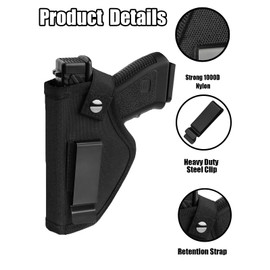 Gun Holster for Men/Women, 380 Holster, Pistol Holster for Glock 43x Holster, IWB/OWB 9mm Holsters, Right/Left Holster Fits Glock19,17,23,26,27,42,43 S&W M&P Sig (Black)