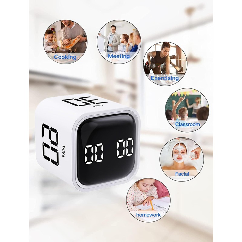 Cu-be Timer, Kitchen Timer, Gravity Sensor Flip Cu-be Timer, LED