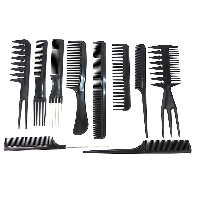 Magic 10 Piece Professional Styling Comb Set, Black