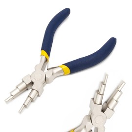 6 Step Jewelry Bail Making Pliers, AngleKai 3-10mm Wire Looping Forming Pliers Wire Wrapping Tools with Non-Slip Handle, Round Nose (1)