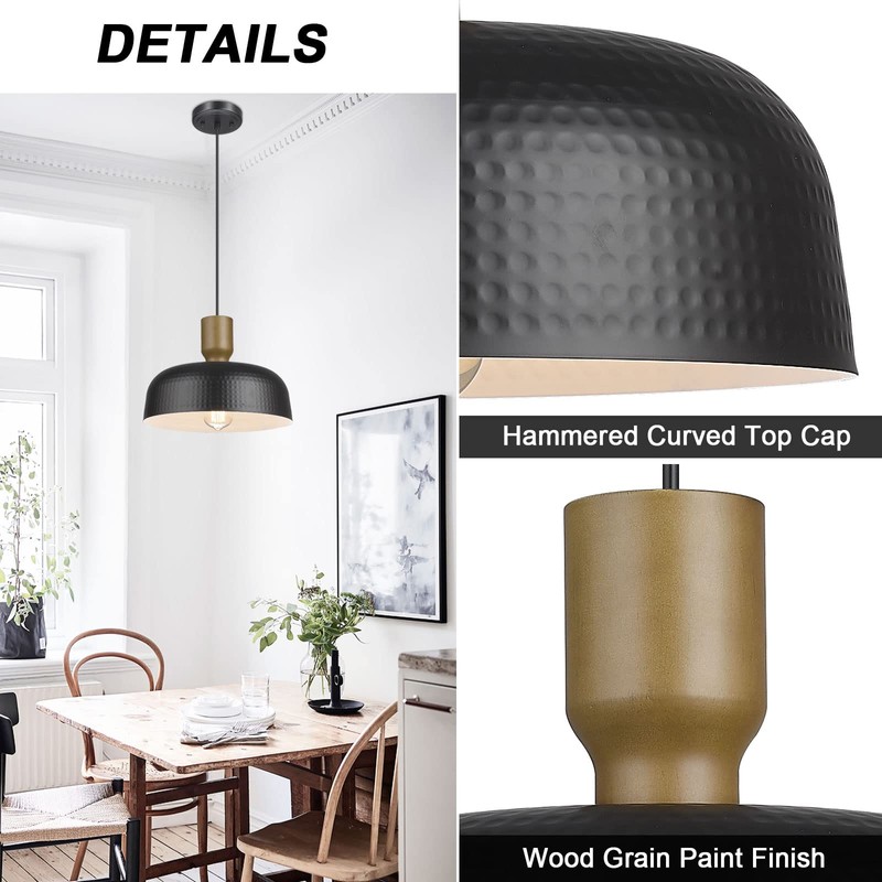 Luminzone Farmhouse Pendant Lights, Adjustable Hanging Light Fixtures with Hammered