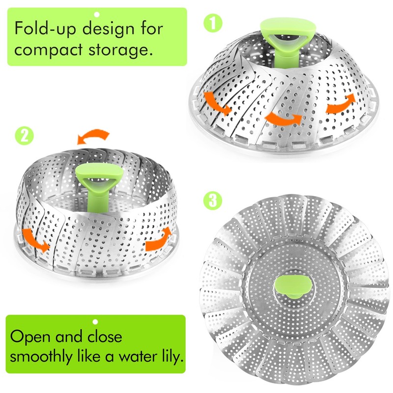 Consevisen Vegetable Steamer Basket for Cooking Food, Stainless Steel Veggie